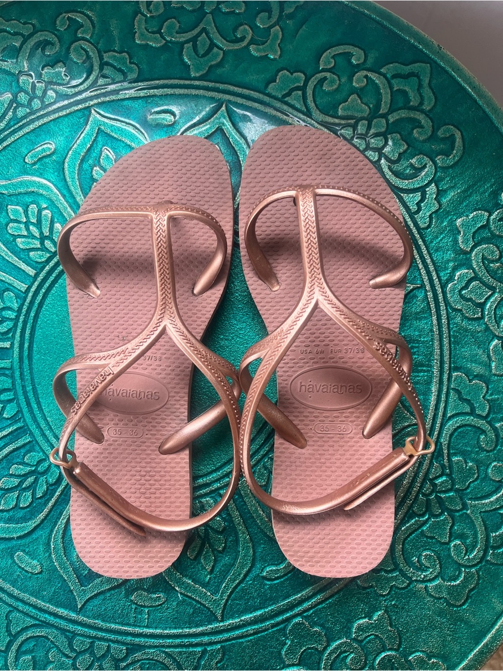 Havaianas Women's Rose Pink Metallic Strappy Sandals